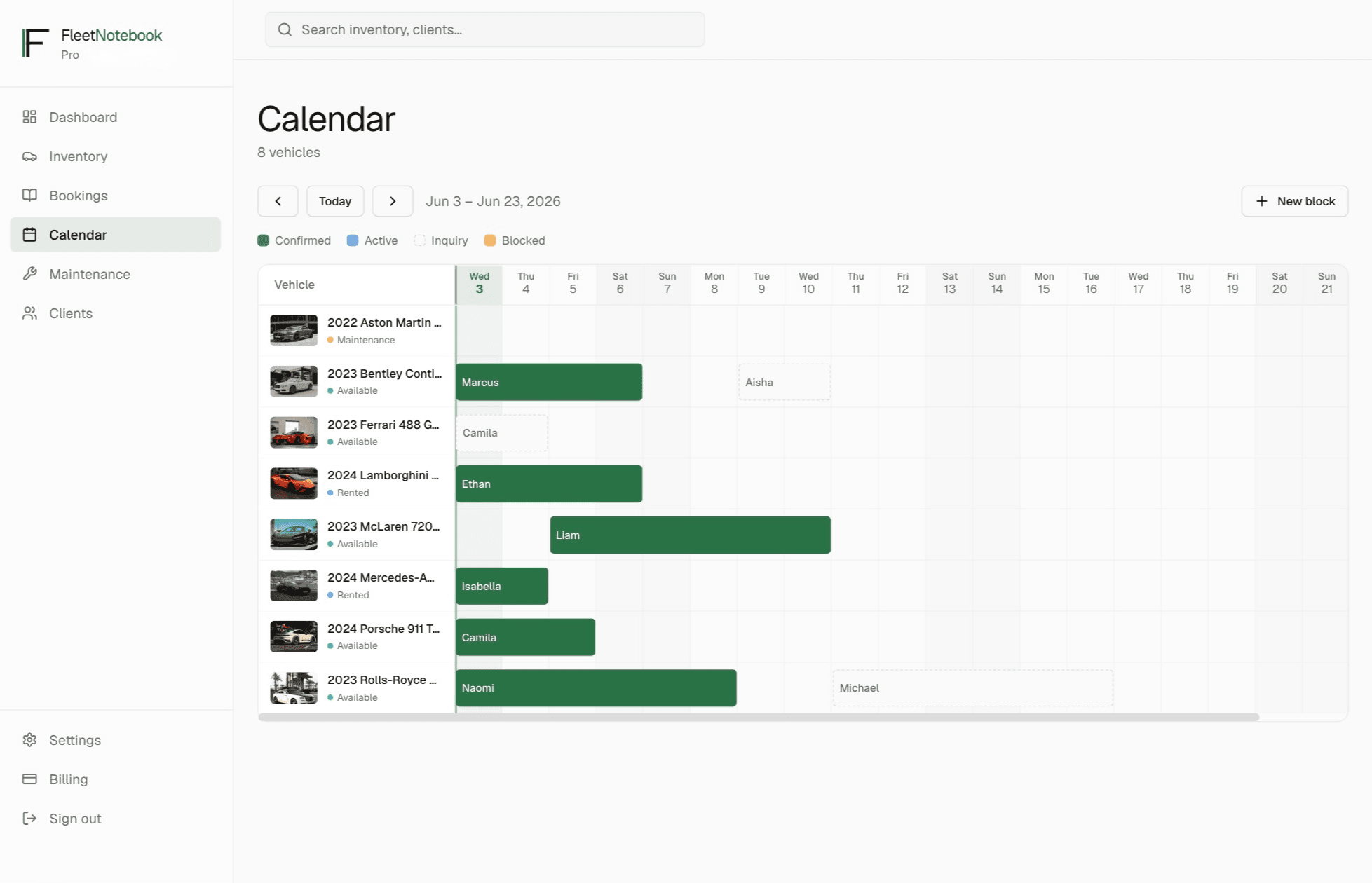FleetNotebook dashboard