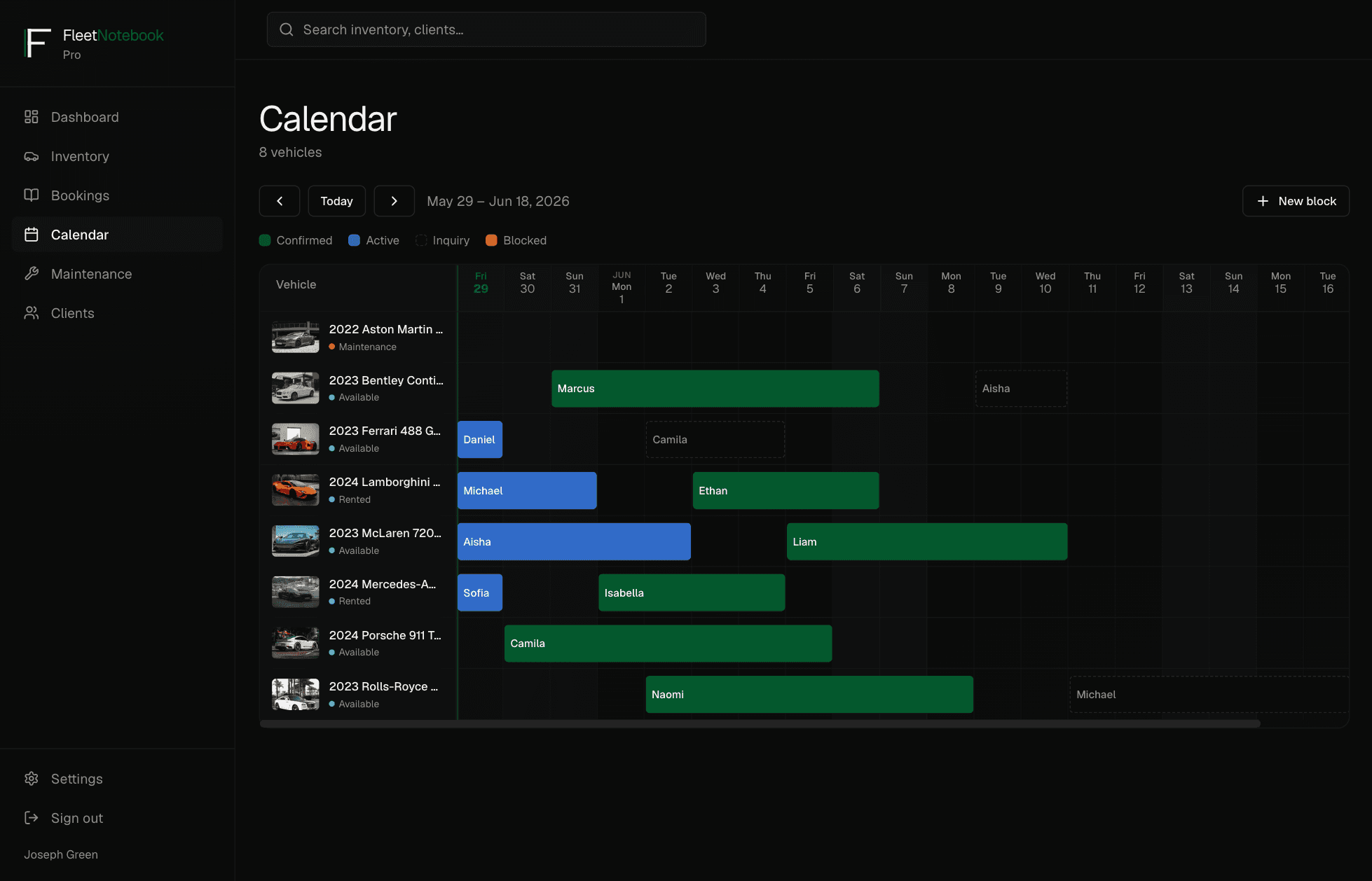 FleetNotebook dashboard